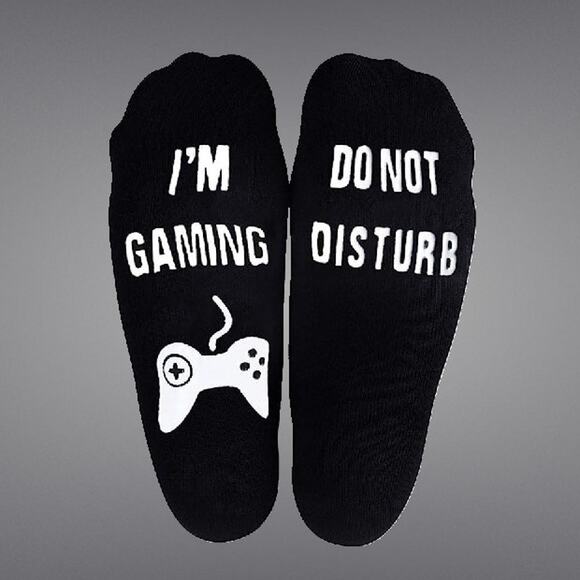Unisex Soft Black I'm Gaming, Do Not Disturb Novelty Socks One Size Fits Most - Picture 2 of 5